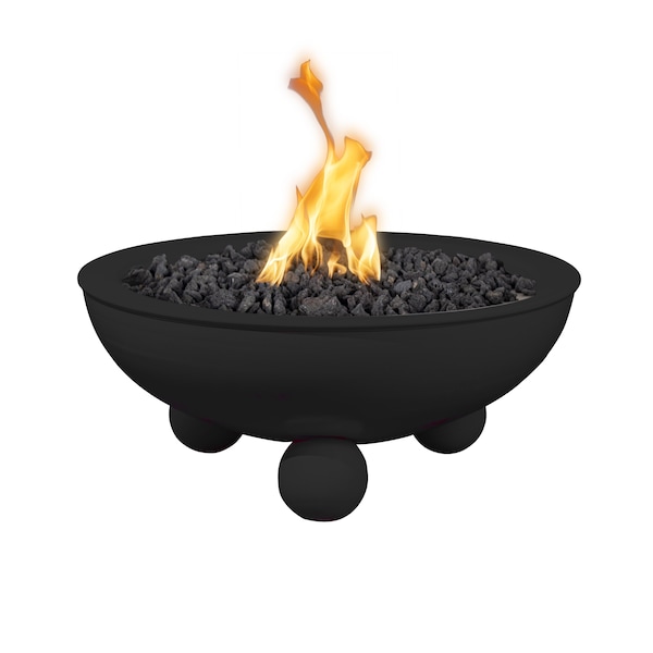 The Outdoor Plus 36 Round Sedona Fire Bowl - Powder Coated Metal - Black - Match Lit - Liquid Propane OPT-36RPCRLFO-BLK-LP - main